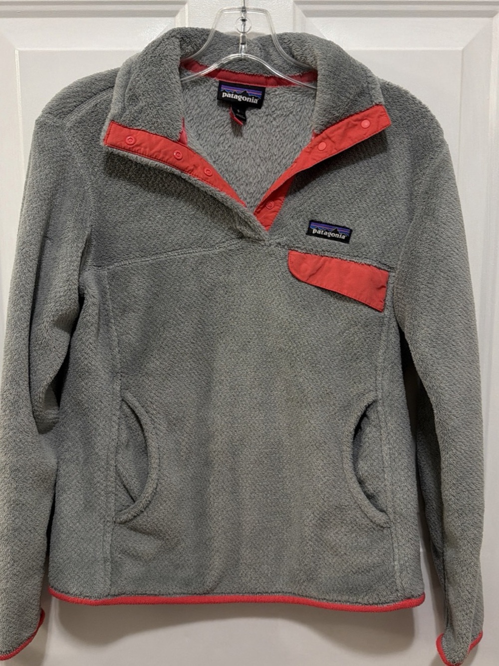 Patagonia Re-Tool Snap-T Womens Gray Fuzzy Fleece Jacket Pullover Size S